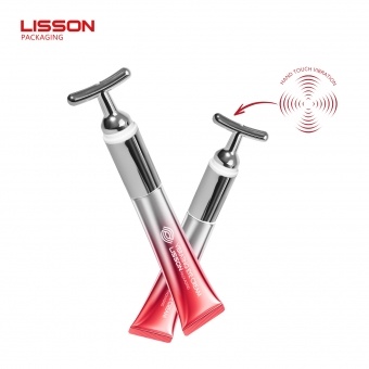 Вибрационный массажный тюбик для крема для глаз Т-образной формы, с нанесенным логотипом.