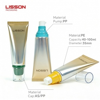 Косметический тюбик с помпой и выпуклым дозатором