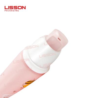 Cosmetic packaging tube with pump